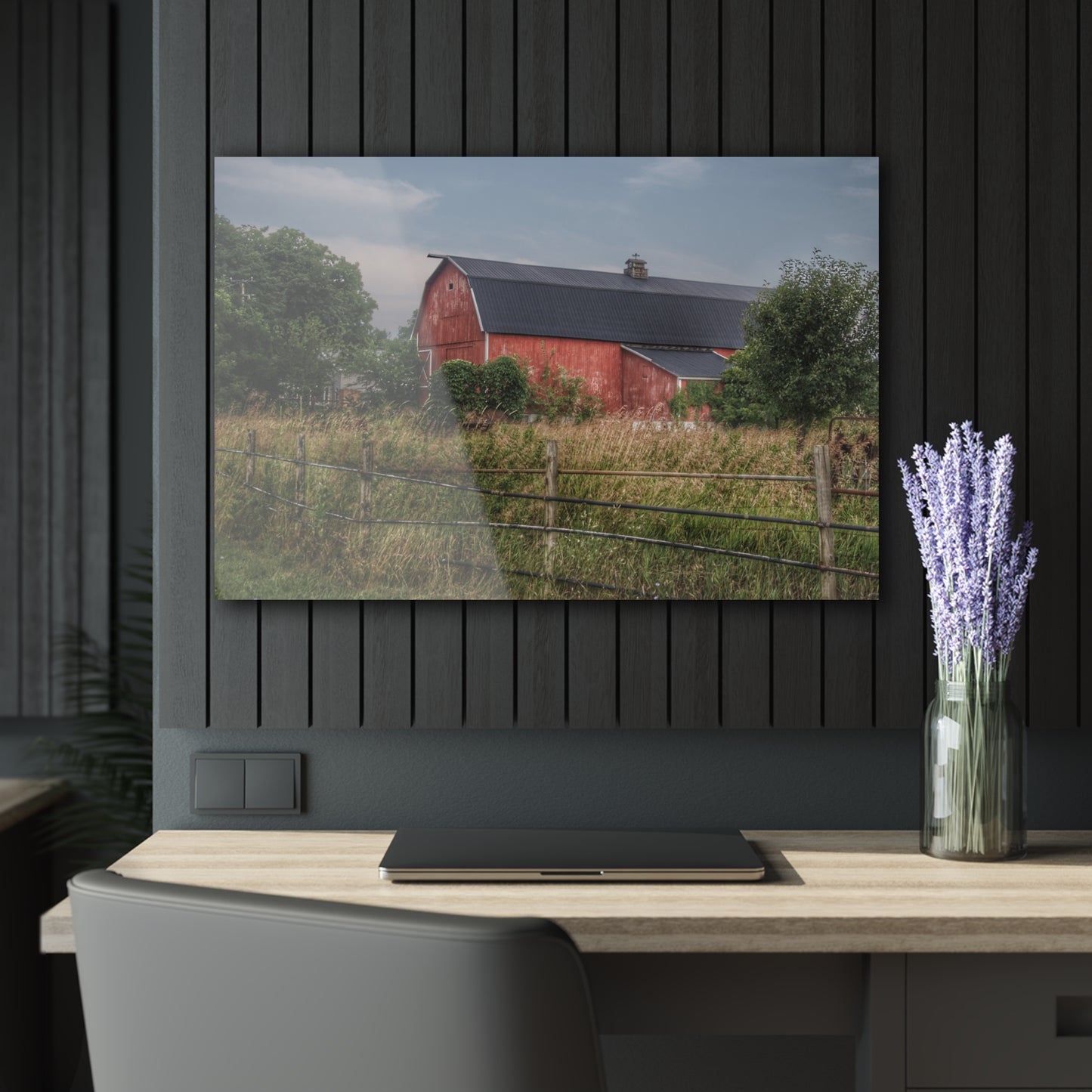 U R There Photography Snook Road Red Rustic Farmhouse Acrylic Wall Print