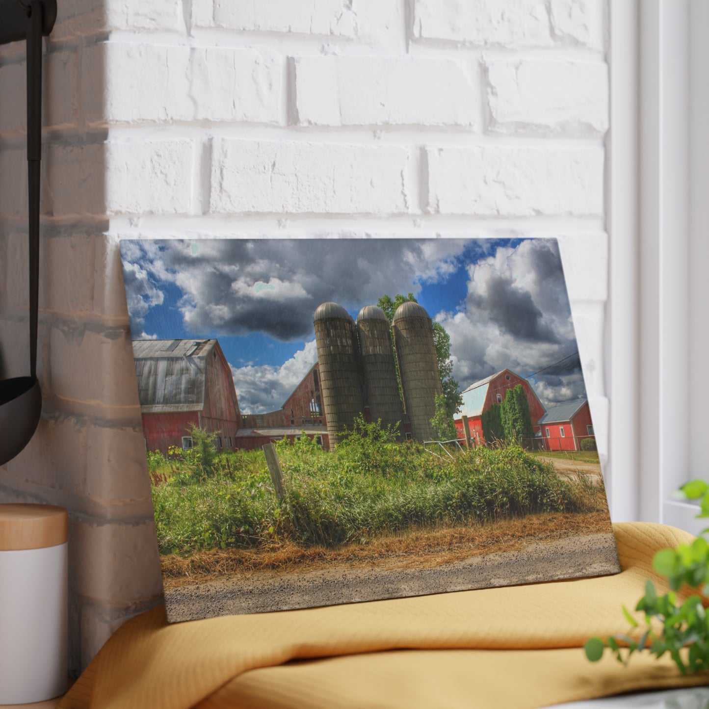 U R There Photography Shelby Red II Rustic Farmhouse Tempered-Glass Cutting Board