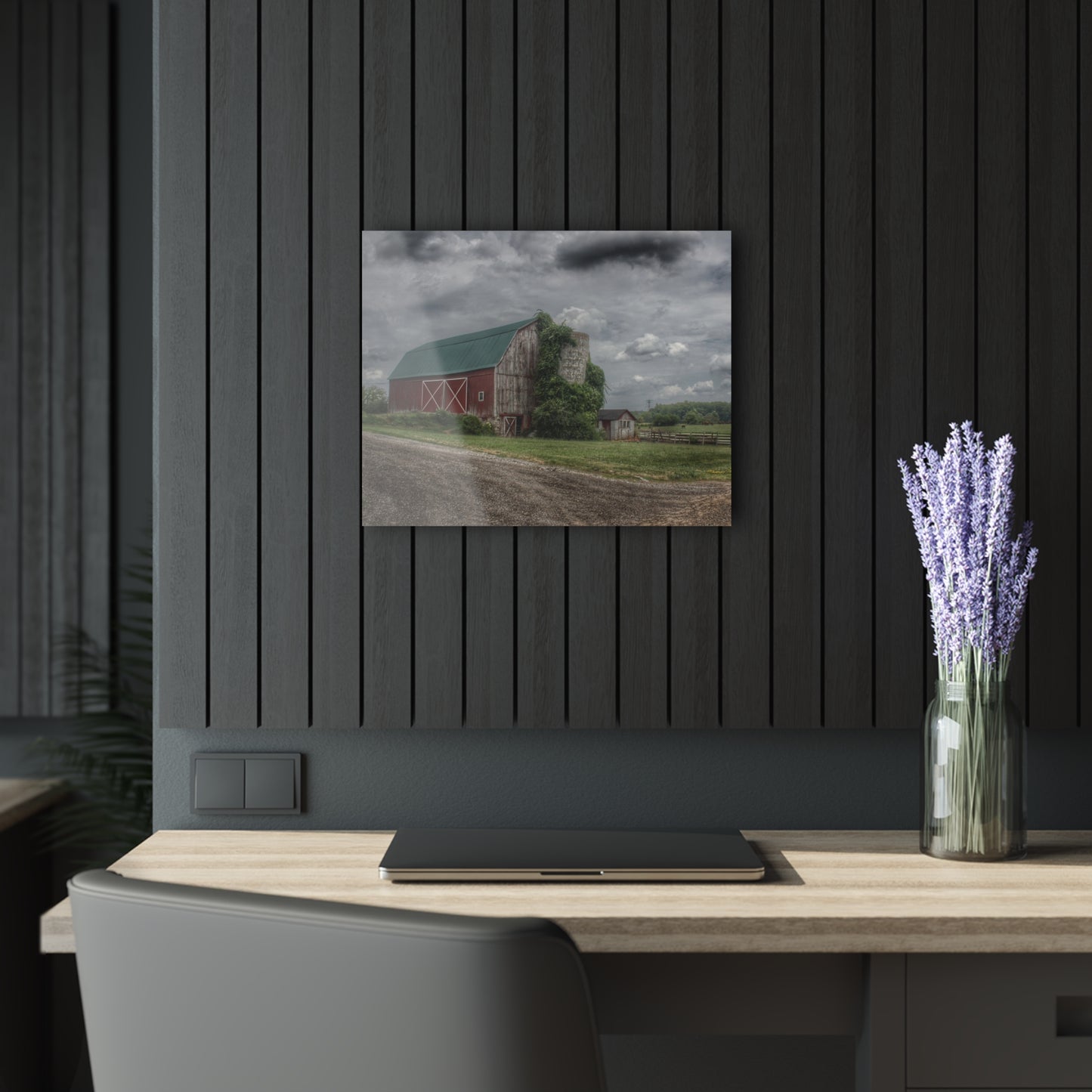 U R There Photography West Hunters Creek Road Red II Rustic Farmhouse Acrylic Wall Print