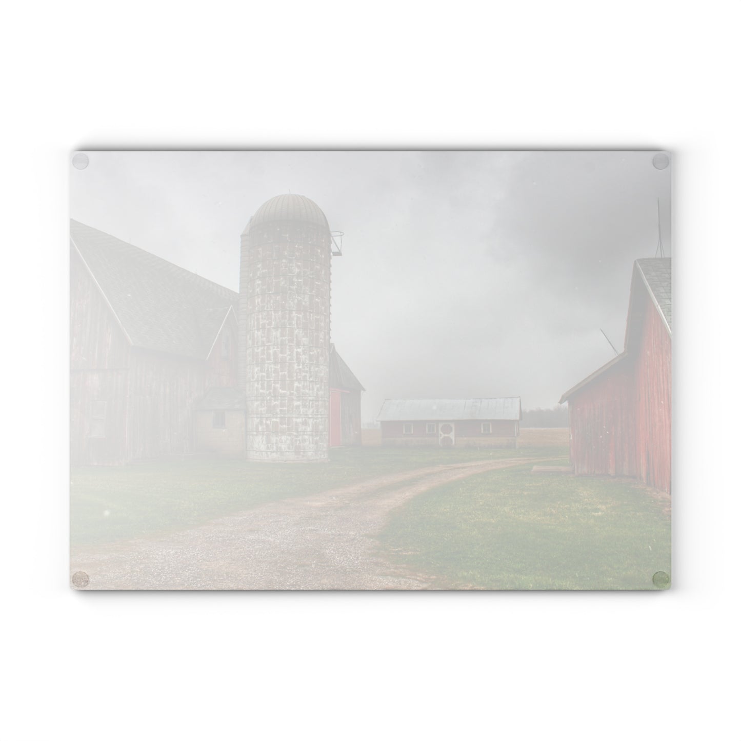 U R There Photography Roedel Roadside Reds II Rustic Farmhouse Tempered-Glass Cutting Board