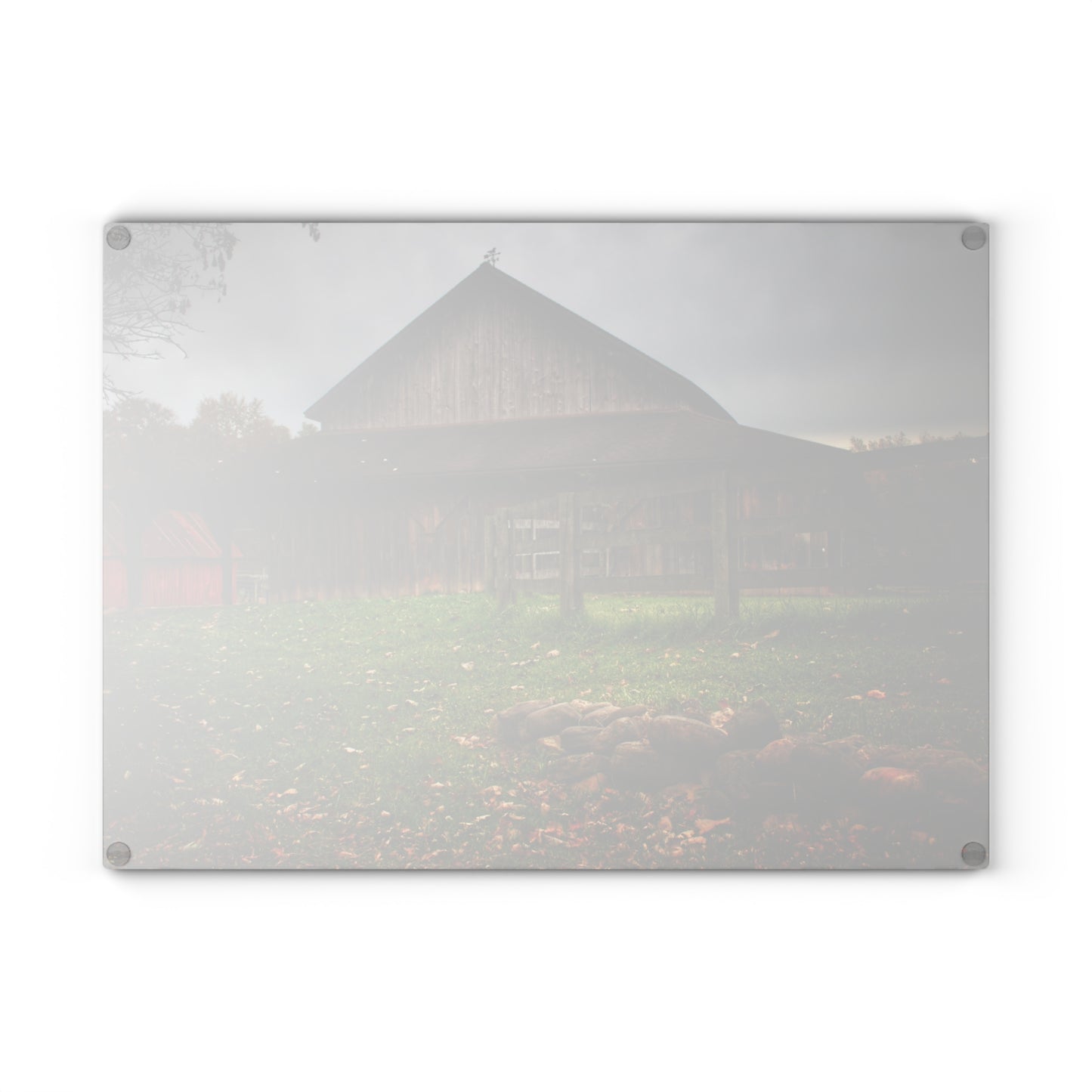 U R There Photography Chalet Grey II Rustic Farmhouse Tempered-Glass Cutting Board