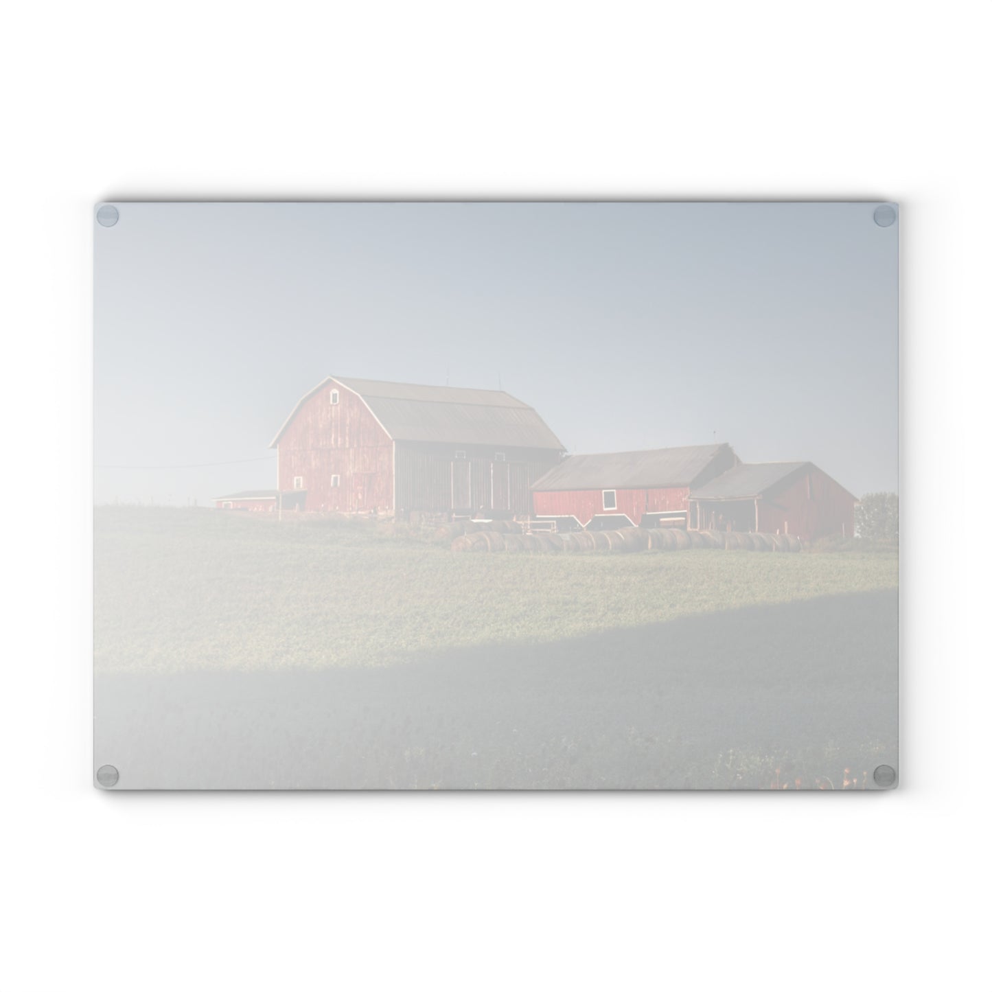 U R There Photography Across the Field in Millington Rustic Farmhouse Tempered-Glass Cutting Board