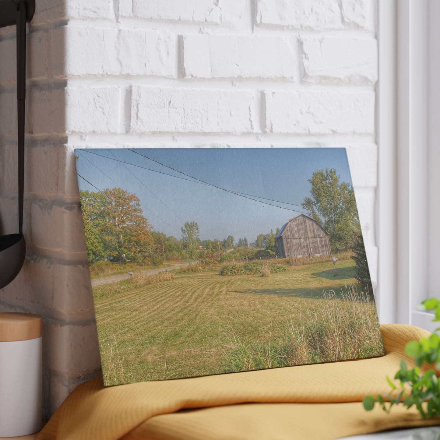 U R There Photography Snover Grey II Rustic Farmhouse Tempered-Glass Cutting Board
