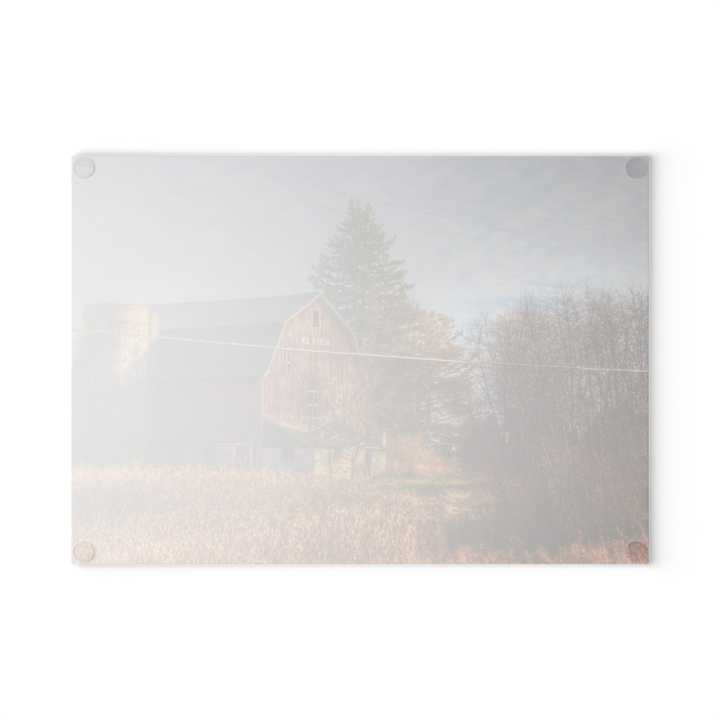 U R There Photography Otter Lake Road Red I Rustic Farmhouse Tempered-Glass Cutting Board