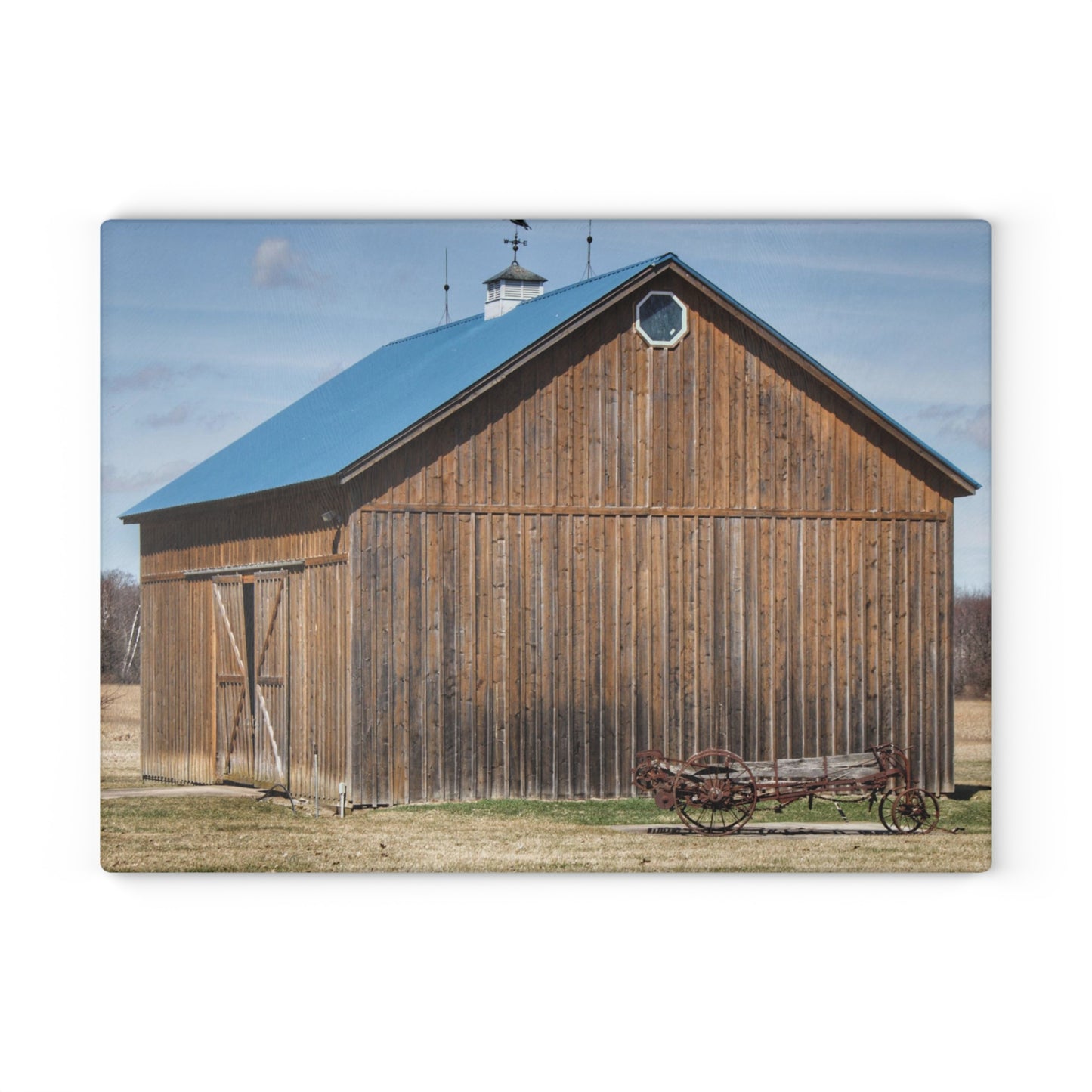 U R There Photography Barn and Buggy Rustic Farmhouse Tempered-Glass Cutting Board