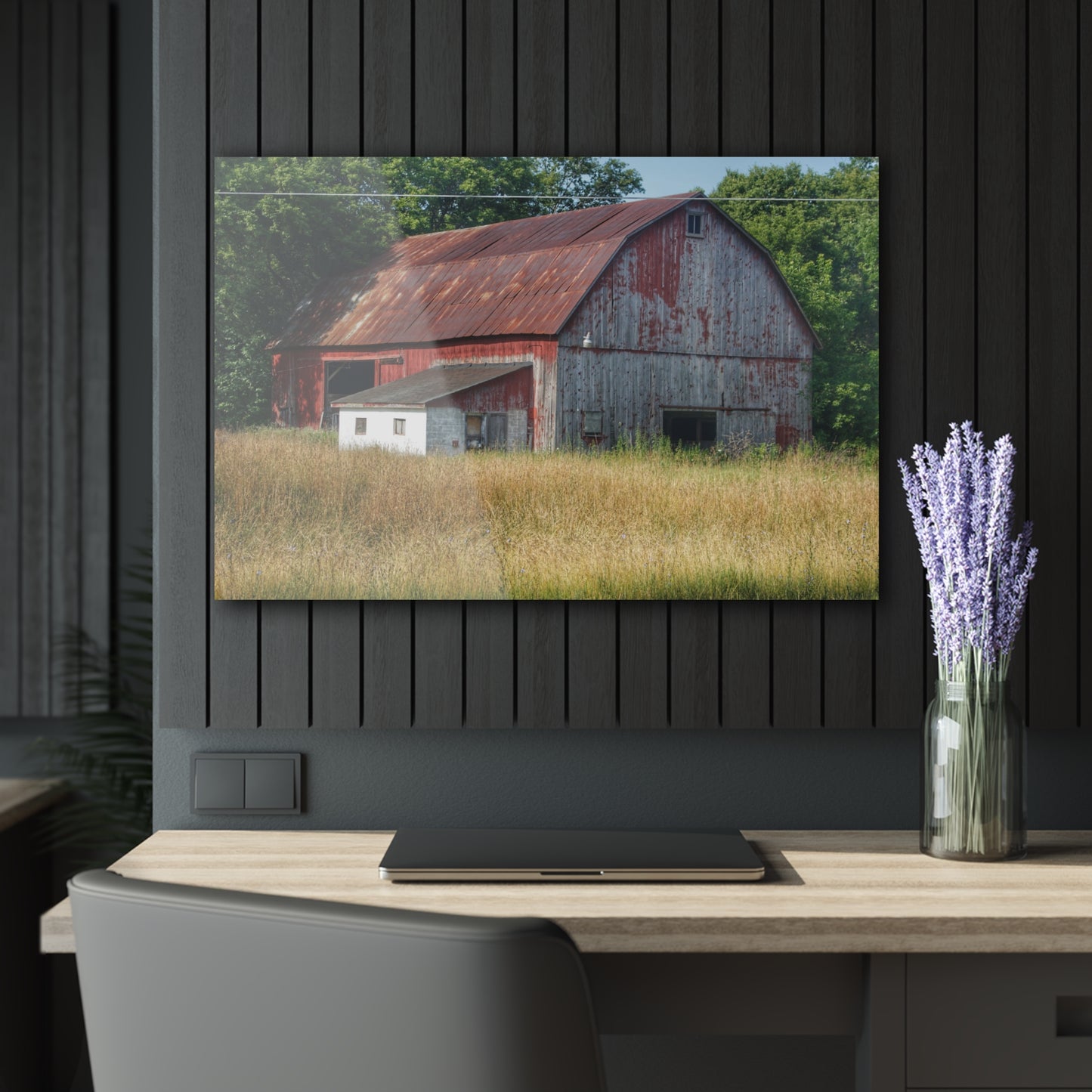 U R There Photography Scott Road Red Rustic Farmhouse Acrylic Wall Print