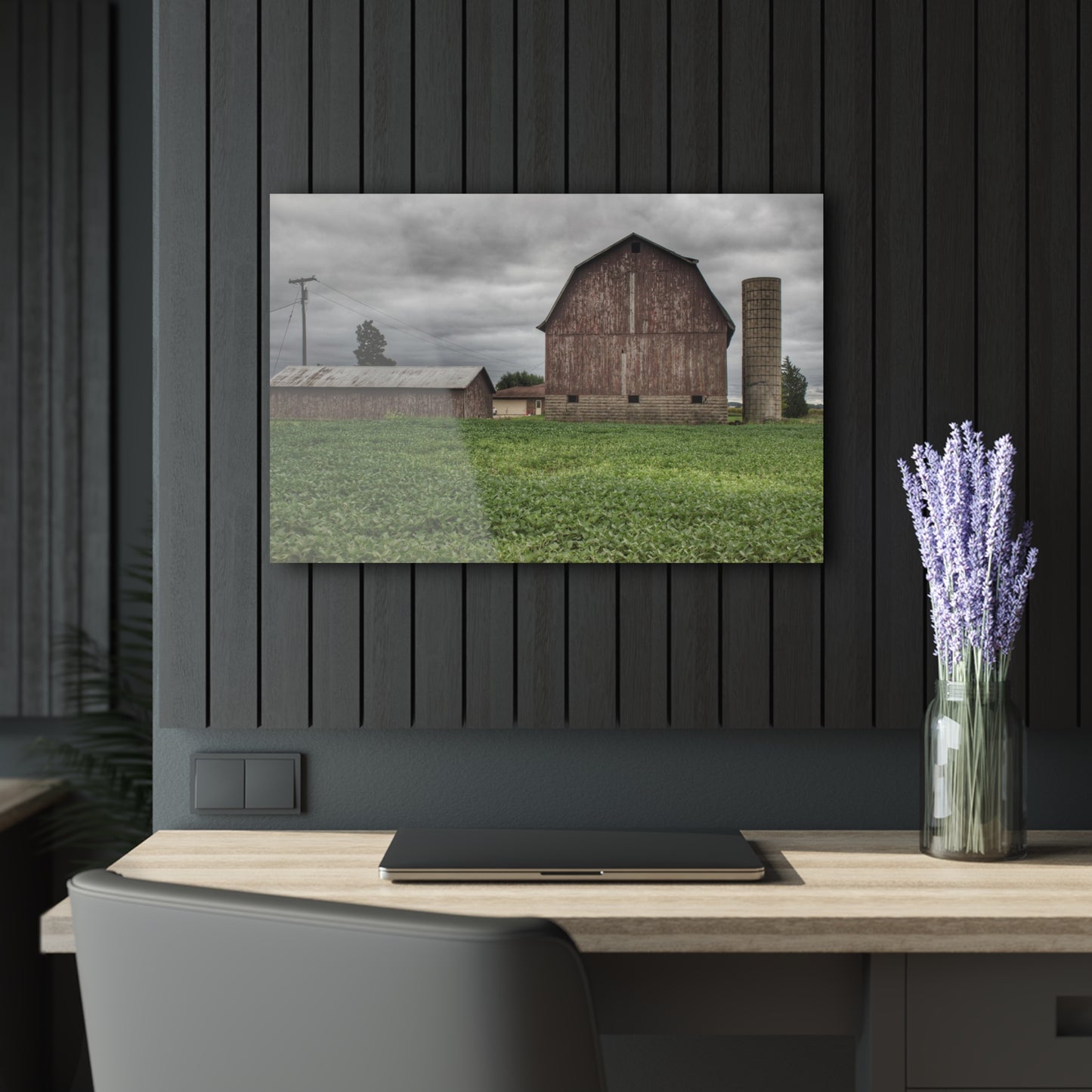 U R There Photography Van Geisen Road Grey Rustic Farmhouse Acrylic Wall Print