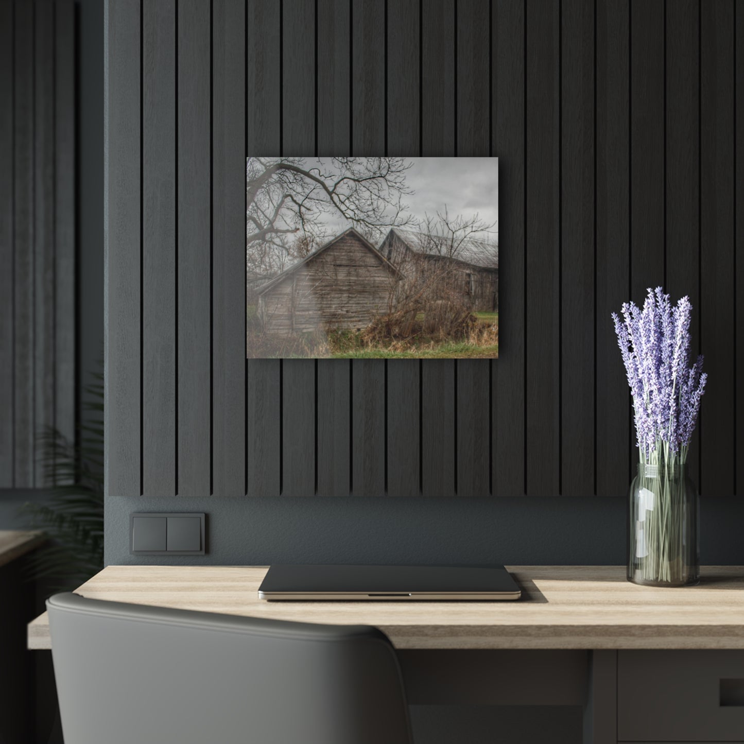 U R There Photography Bowers Road Greys II Rustic Farmhouse Acrylic Wall Print