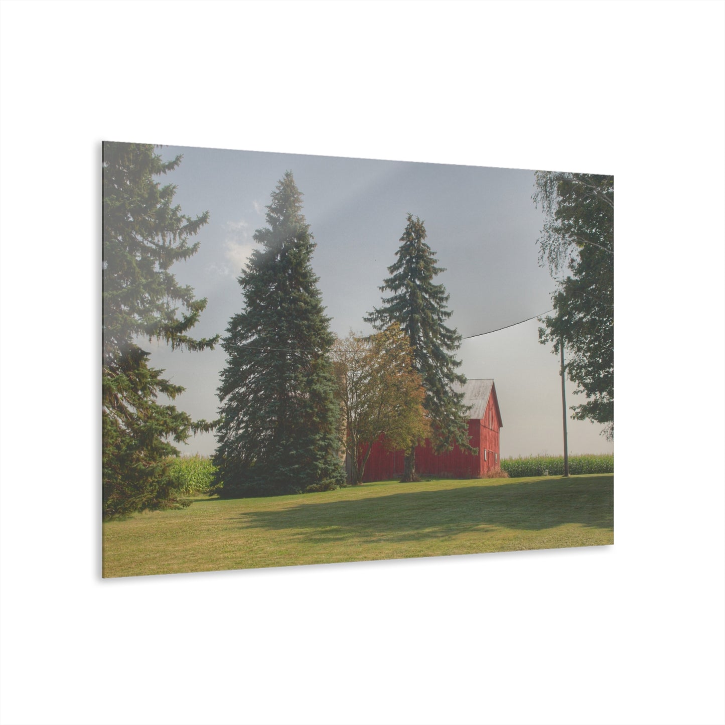 U R There Photography Small Red Barn Beneath the Pines Rustic Farmhouse Acrylic Wall Print