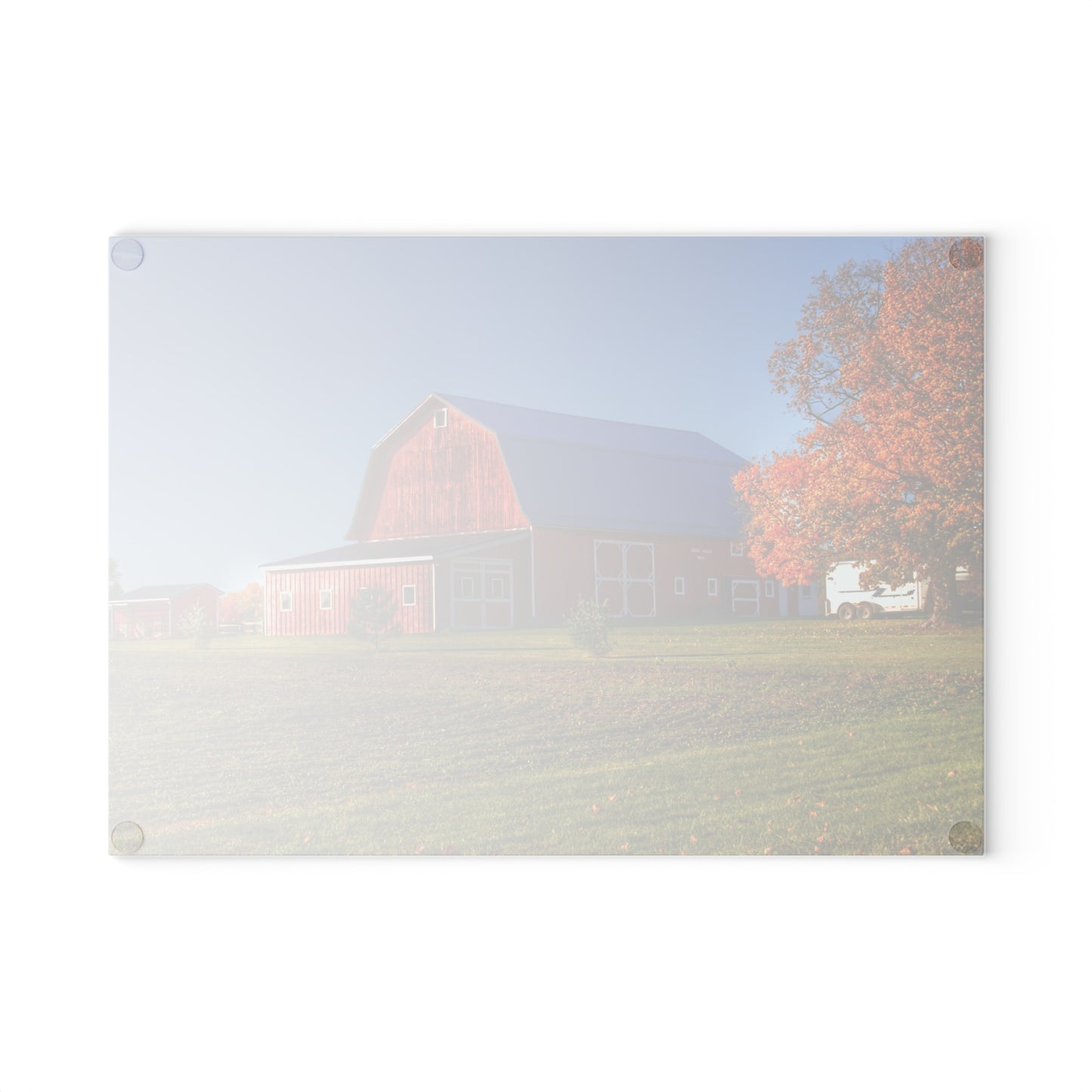 U R There Photography Shoemaker Road Red Rustic Farmhouse Tempered-Glass Cutting Board