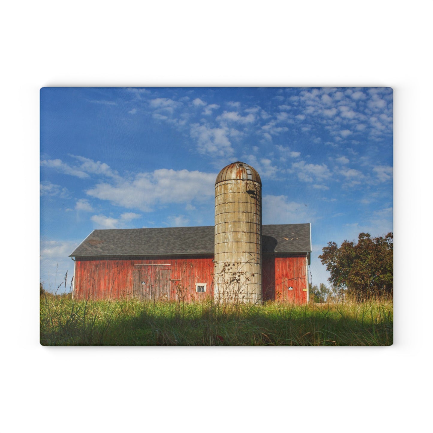 U R There Photography Clarkston Road Red I Rustic Farmhouse Tempered-Glass Cutting Board