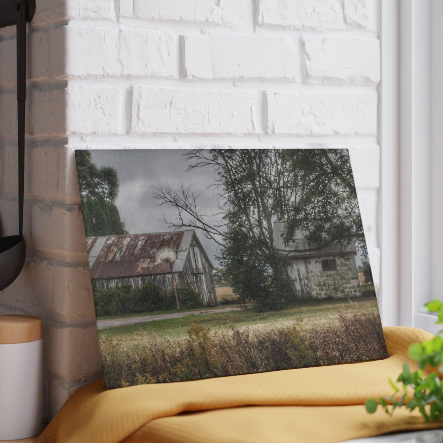 U R There Photography Richville Road Shacks Rustic Farmhouse Tempered-Glass Cutting Board