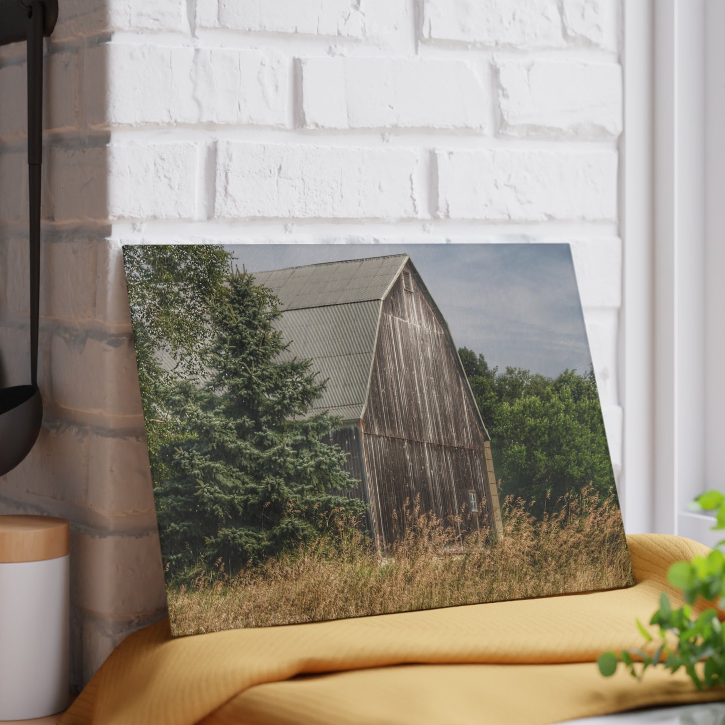 U R There Photography Seymour Lake Road Hidden Grey Rustic Farmhouse Tempered-Glass Cutting Board