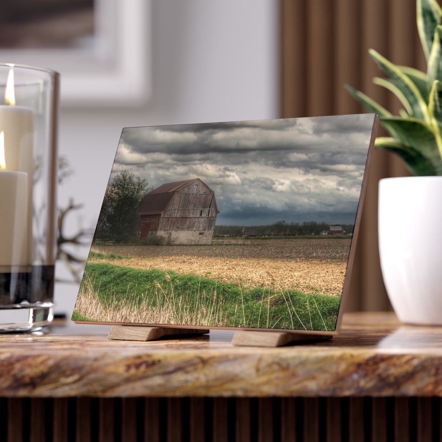 U R There Photography Sandusky Grey I Rustic Farmhouse Decorative Ceramic Tile