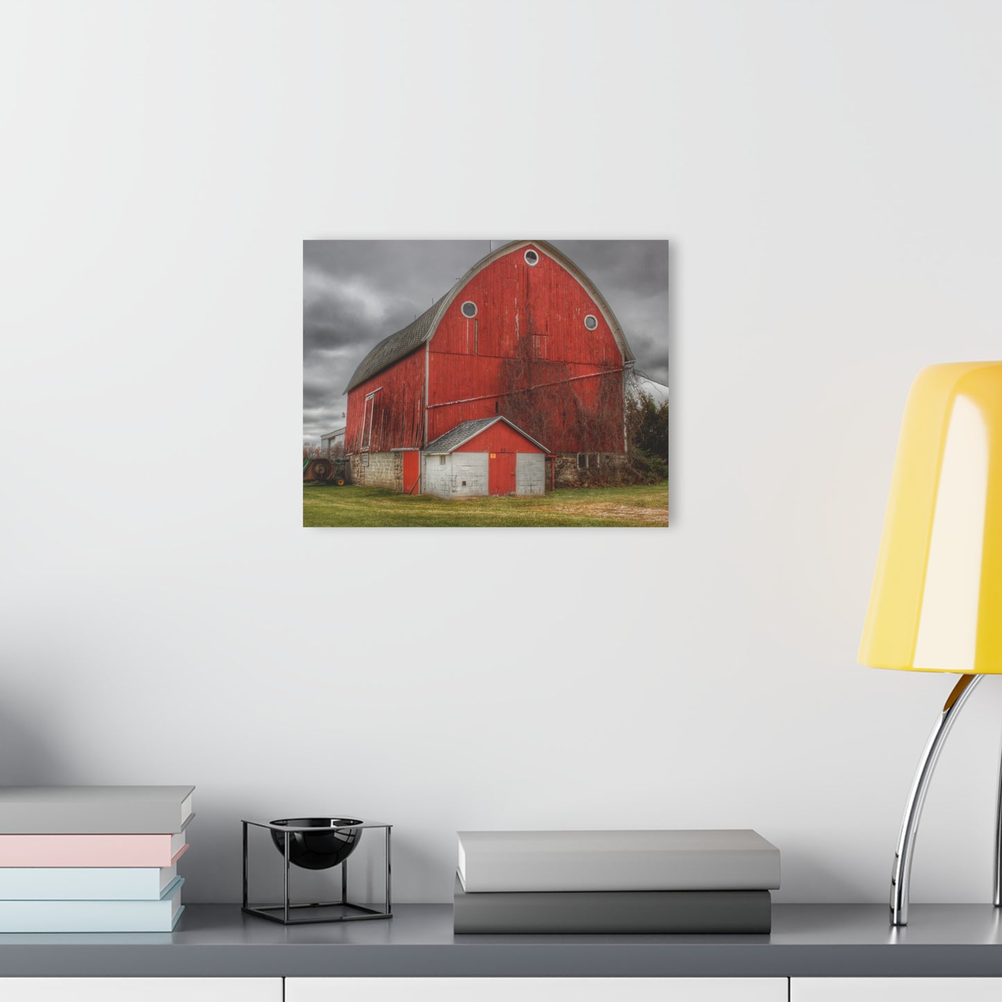 U R There Photography Slattery Road Fieldstone Red Rustic Farmhouse Acrylic Wall Print