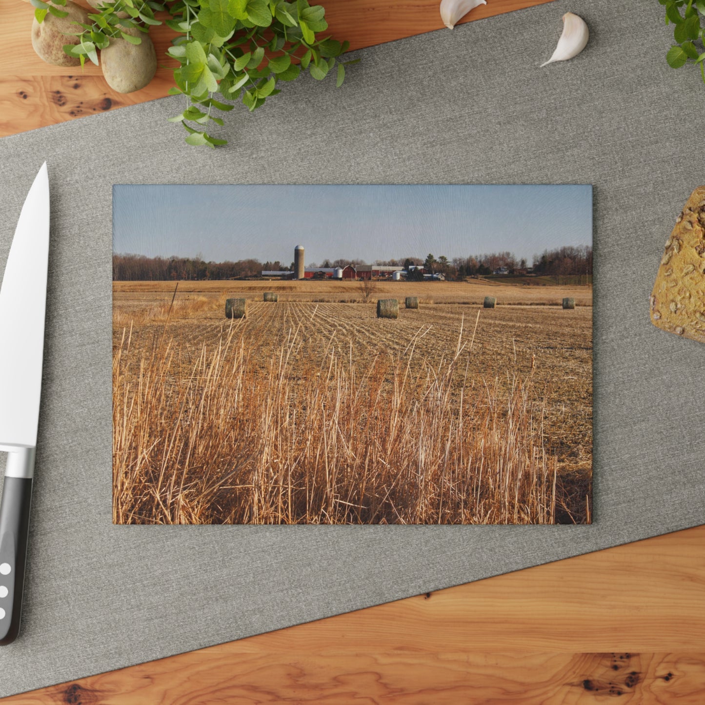 U R There Photography Across the Field on Johnsonmill Road Rustic Farmhouse Tempered-Glass Cutting Board