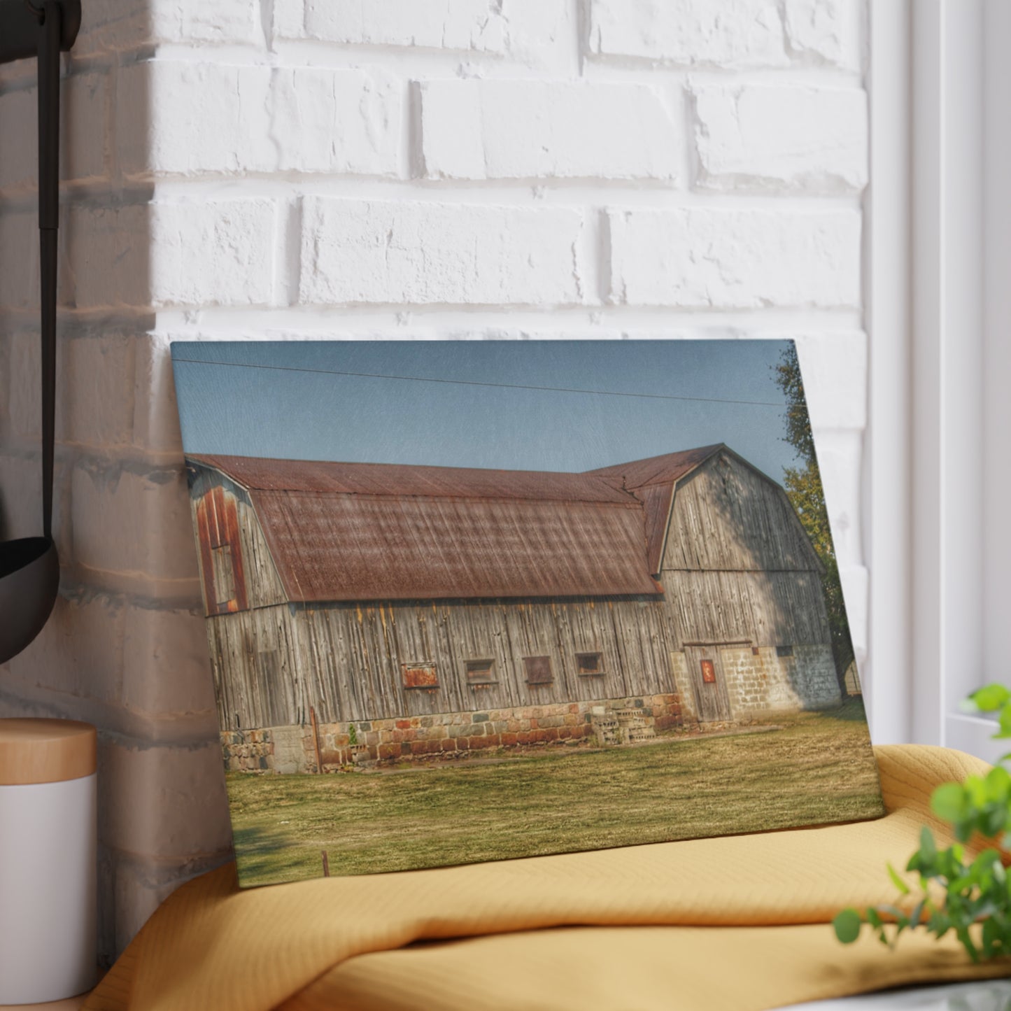 U R There Photography Irish Road Grey Rustic Farmhouse Tempered-Glass Cutting Board