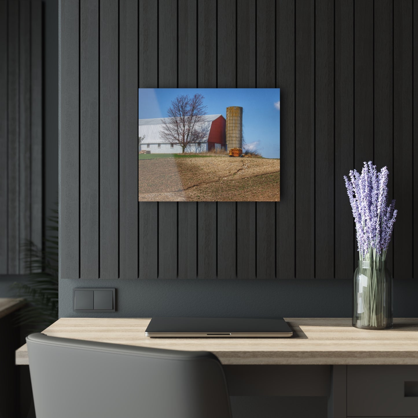 U R There Photography Shay Lake Red Rustic Farmhouse Acrylic Wall Print
