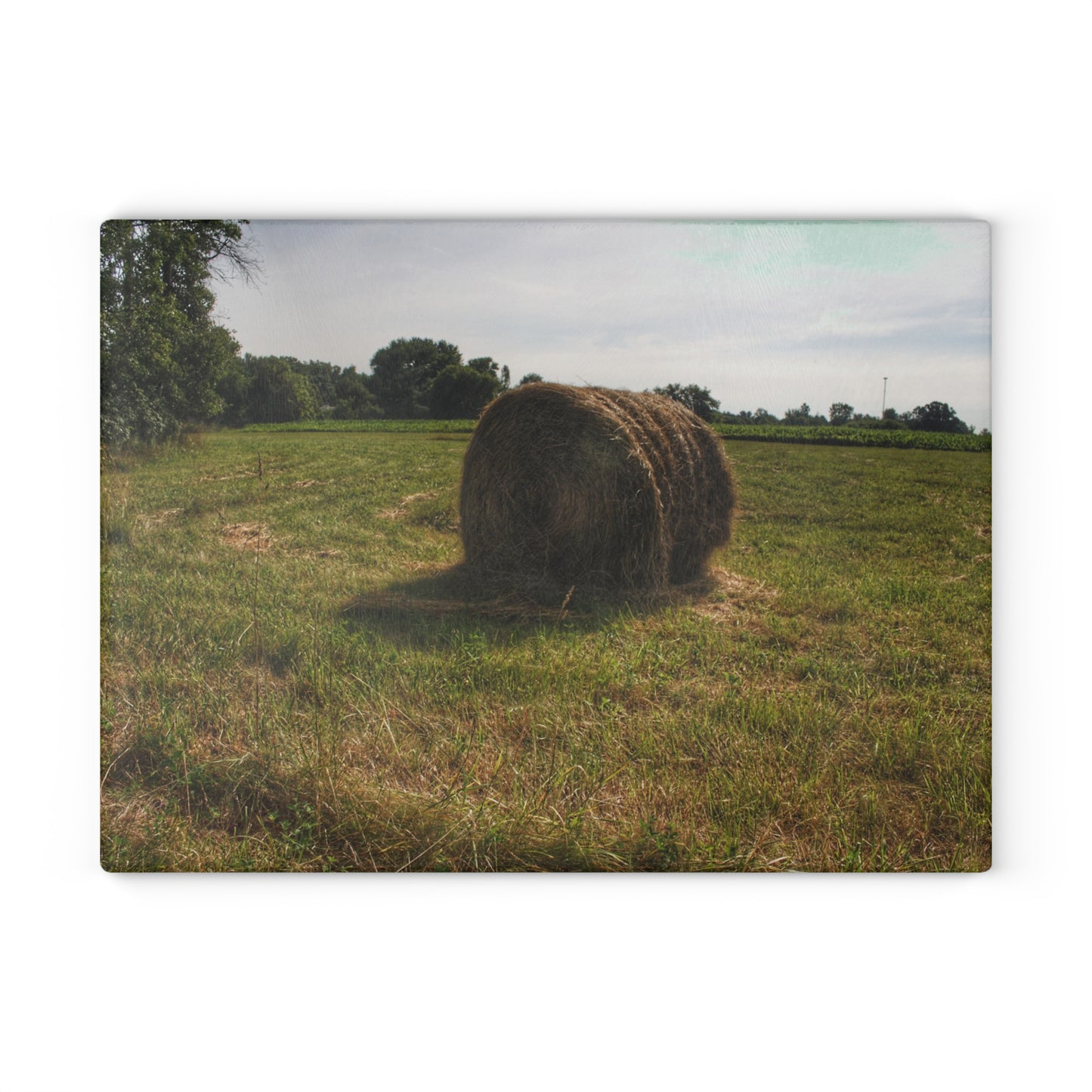 U R There Photography Summer Haybales II Rustic Farmhouse Tempered-Glass Cutting Board
