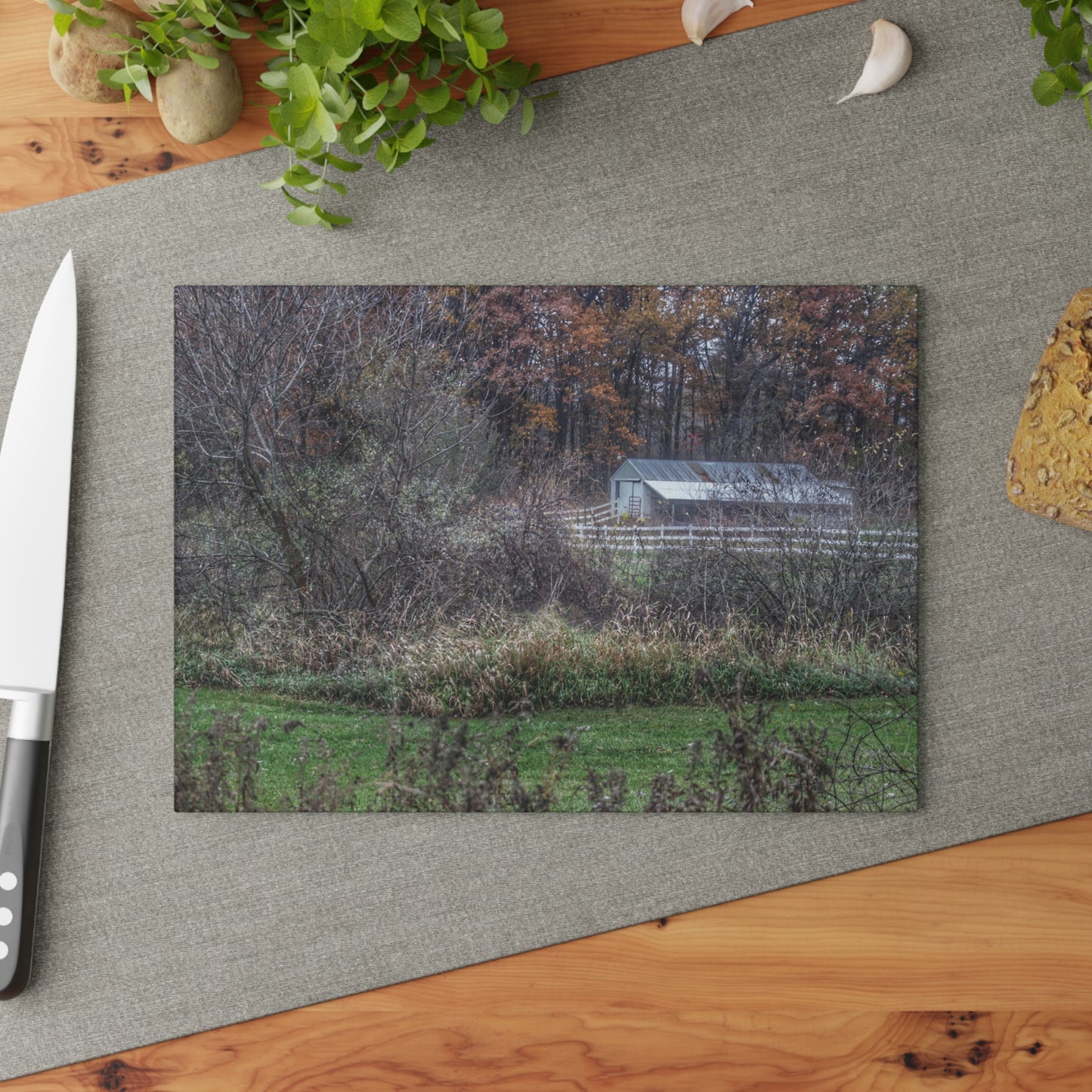 U R There Photography Shifman Road Stable Rustic Farmhouse Tempered-Glass Cutting Board