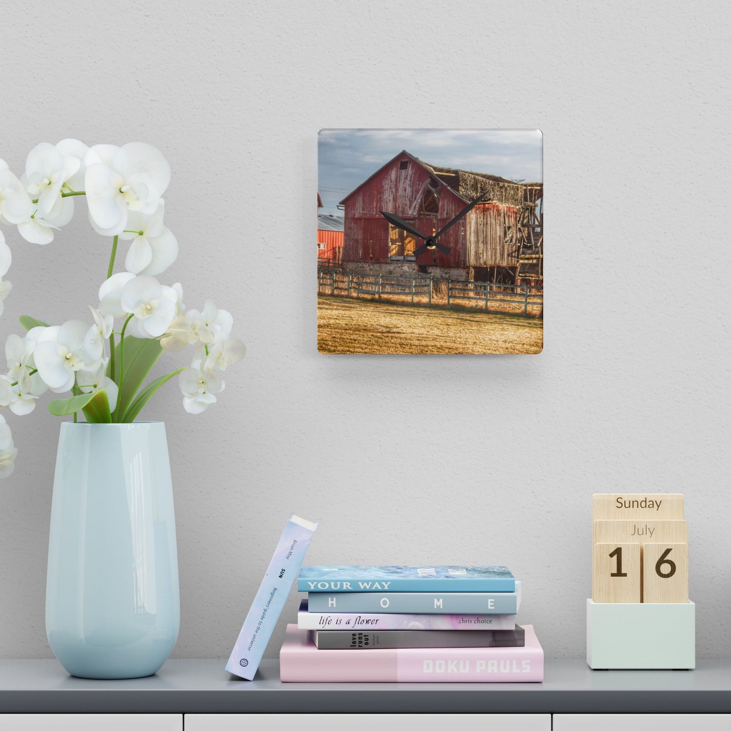 U R There Photography Irish Road Old Red Rustic Farmhouse Acrylic Analog Wall Clock