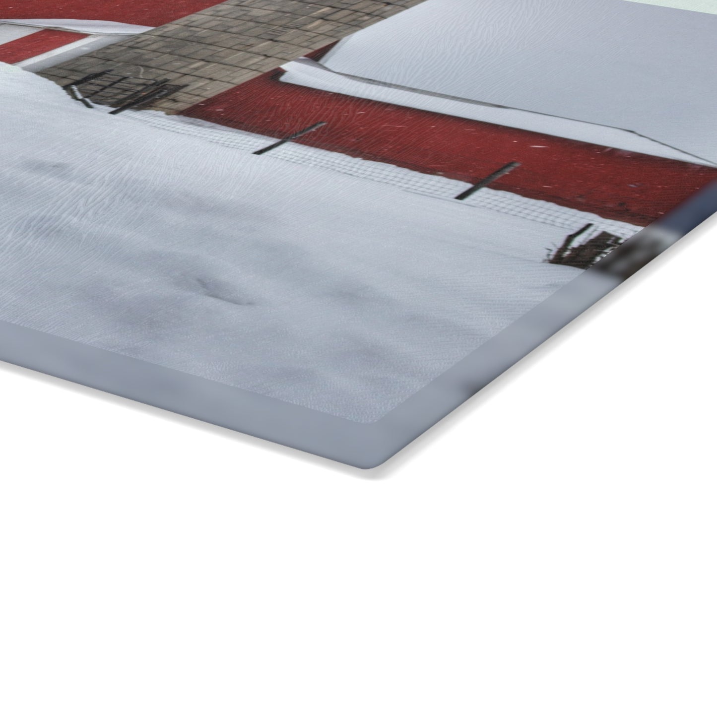 U R There Photography South Elba Block Red Rustic Farmhouse Tempered-Glass Cutting Board