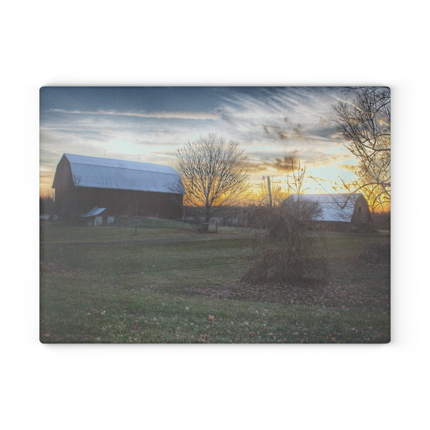 U R There Photography Ortonville Red Rustic Farmhouse Tempered-Glass Cutting Board