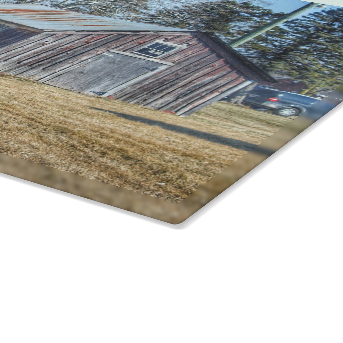 U R There Photography Ray Center Roadside Shack Rustic Farmhouse Tempered-Glass Cutting Board