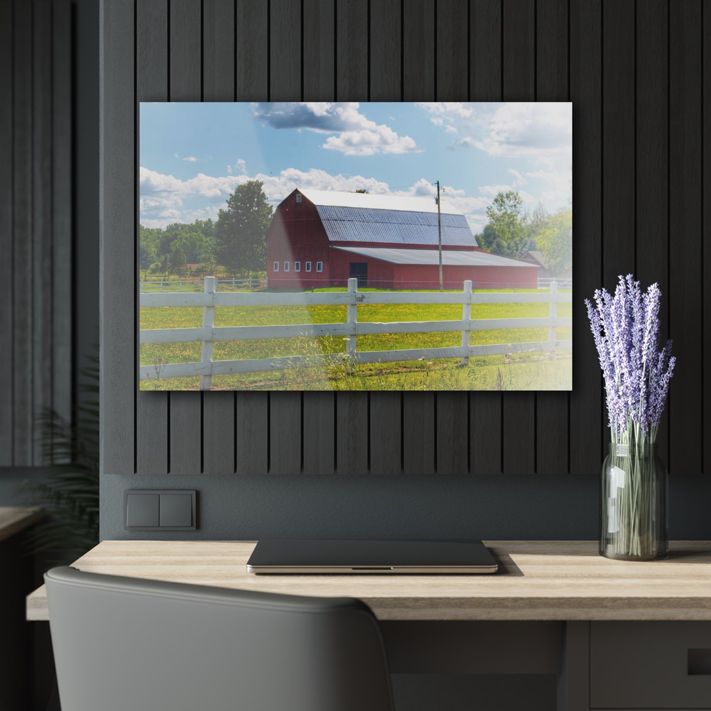 U R There Photography Burt Road Red Rustic Farmhouse Acrylic Wall Print