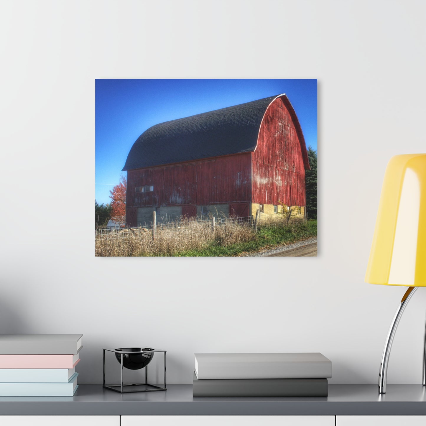 U R There Photography Big Roadside Red Rustic Farmhouse Acrylic Wall Print