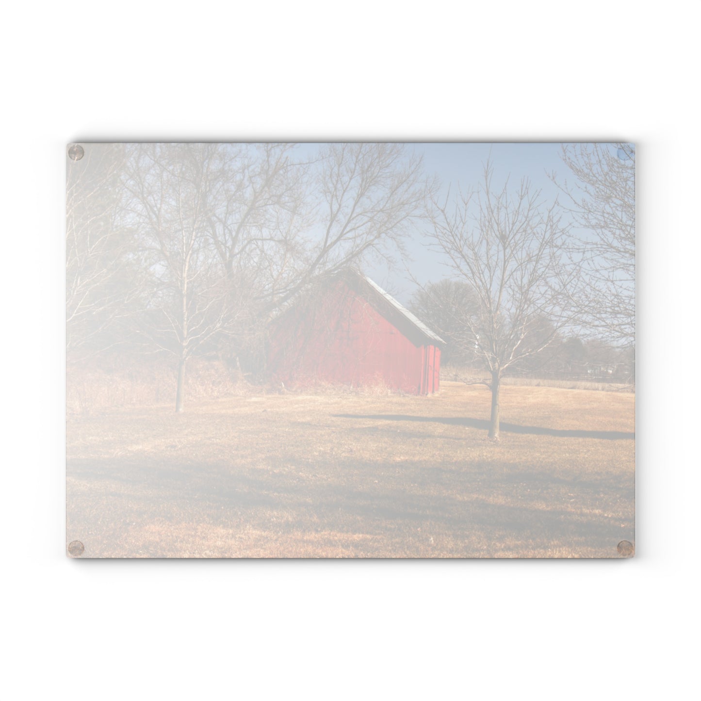 U R There Photography Romeo Plank Little Red Rustic Farmhouse Tempered-Glass Cutting Board