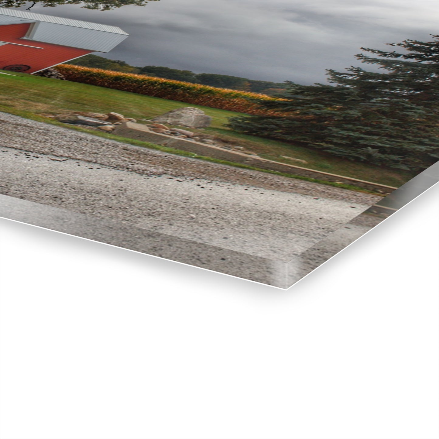 U R There Photography Richville Road Red Rustic Farmhouse Acrylic Wall Print