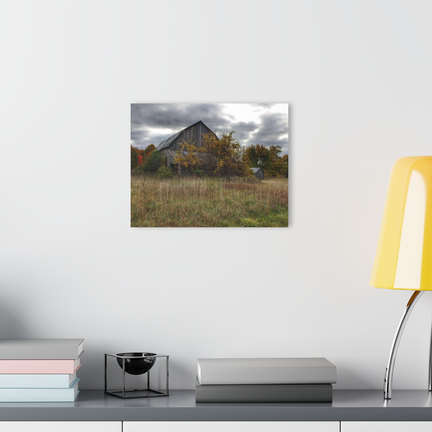 U R There Photography Church Road Grey V Rustic Farmhouse Acrylic Wall Print