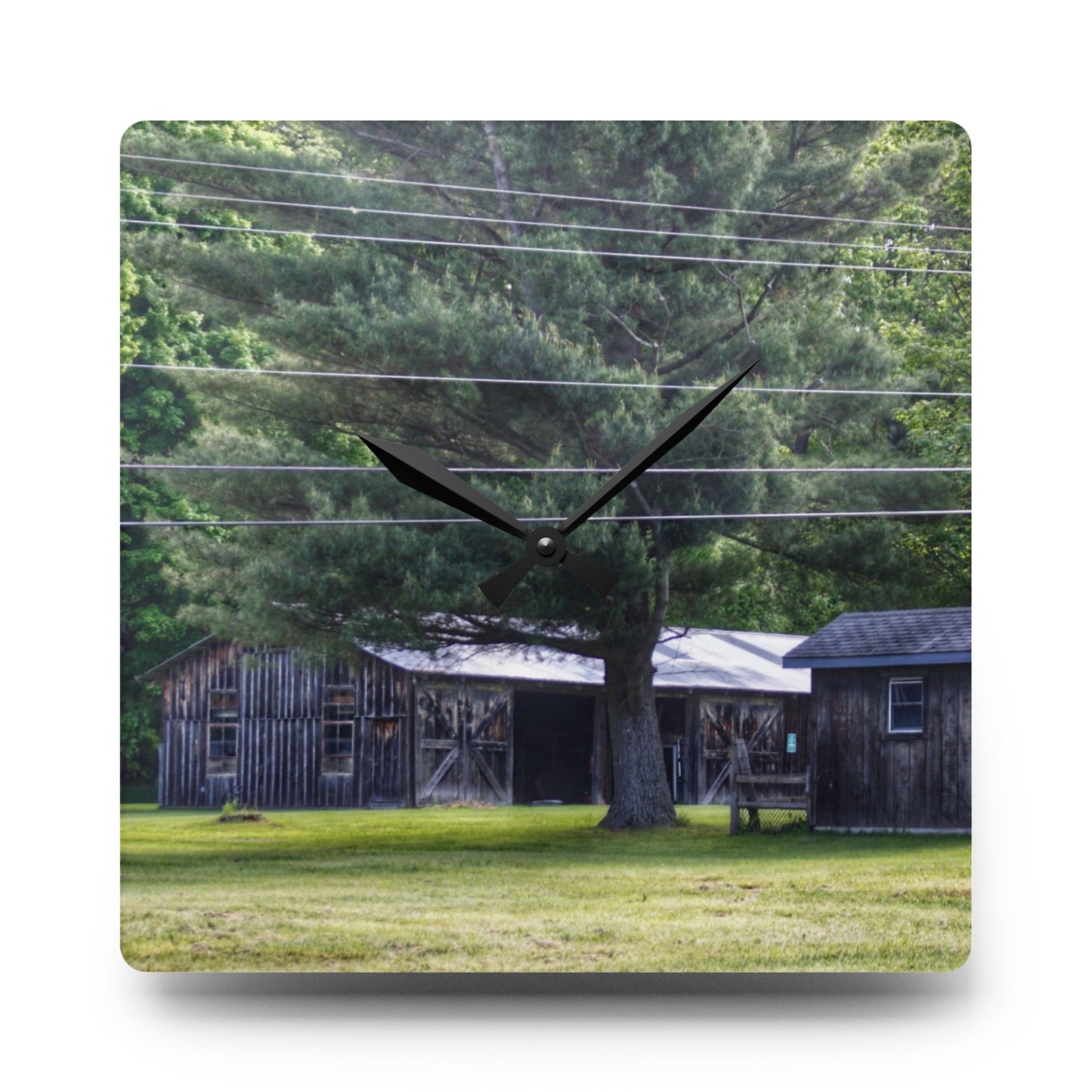 U R There Photography Leonard Road Roadside Greys Rustic Farmhouse Acrylic Analog Wall Clock