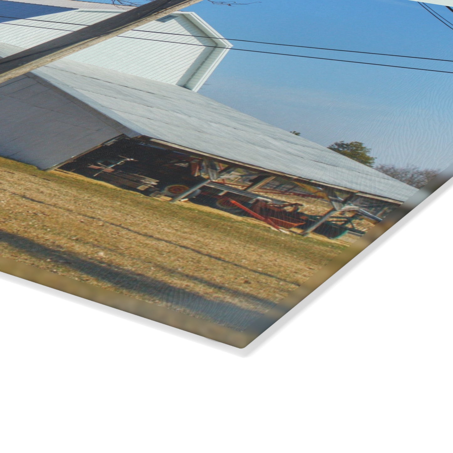 U R There Photography Wolcott White Rustic Farmhouse Tempered-Glass Cutting Board