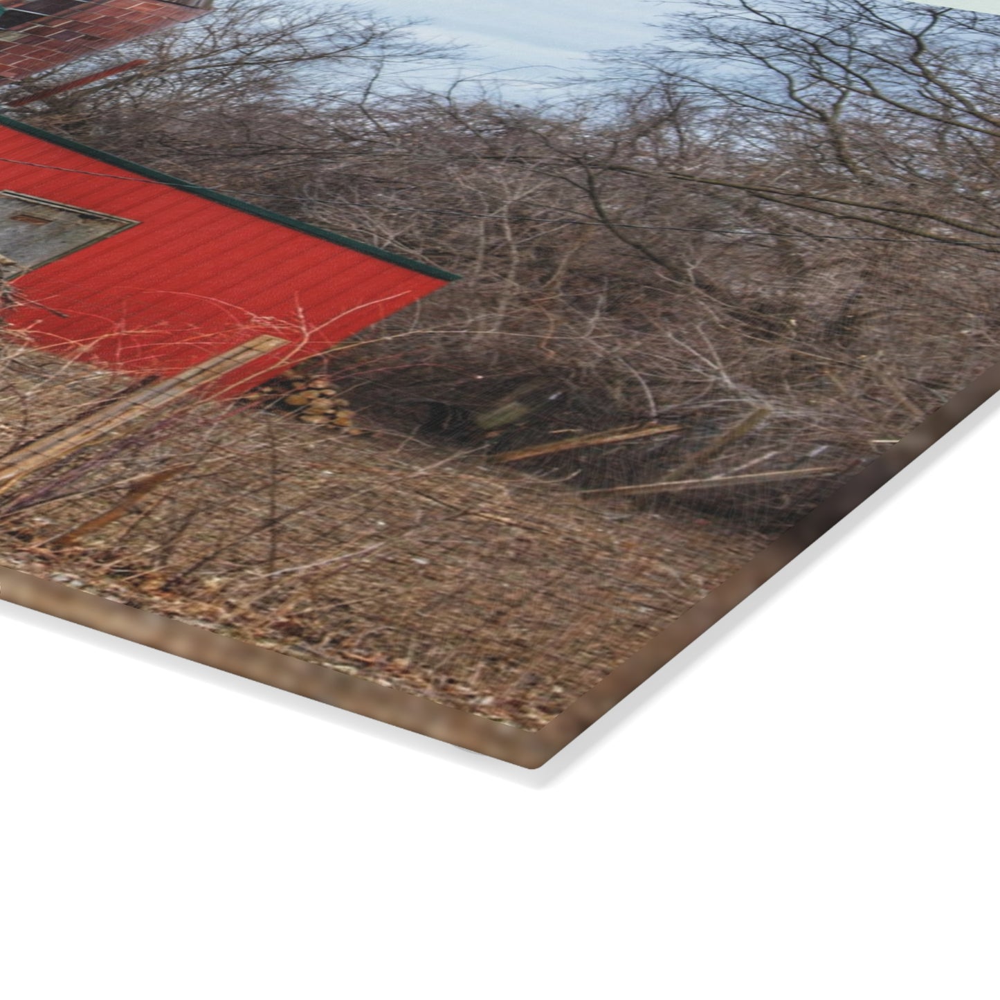 U R There Photography Bray Road Hidden Barnyard Red I Rustic Farmhouse Tempered-Glass Cutting Board