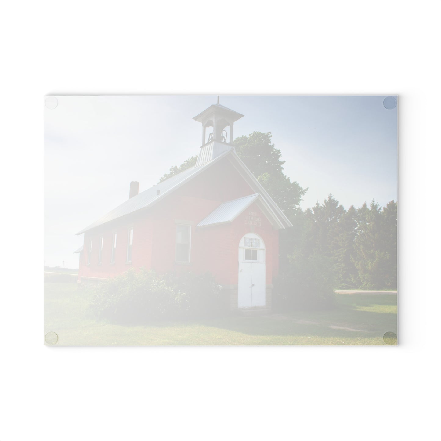U R There Photography French Road Old Standard Schoolhouse I Rustic Farmhouse Tempered-Glass Cutting Board