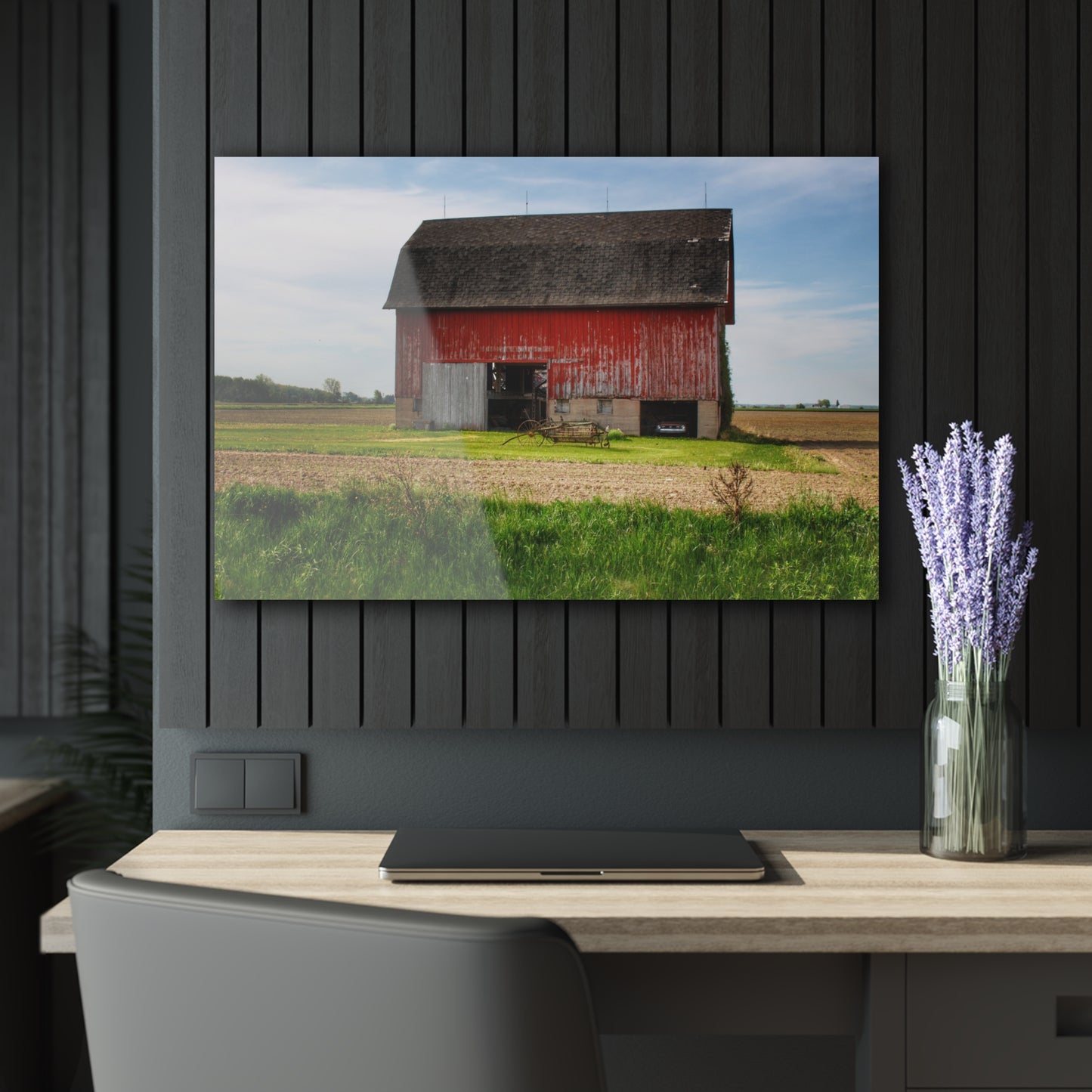 U R There Photography Unionville Elmwood Road Red I Rustic Farmhouse Acrylic Wall Print