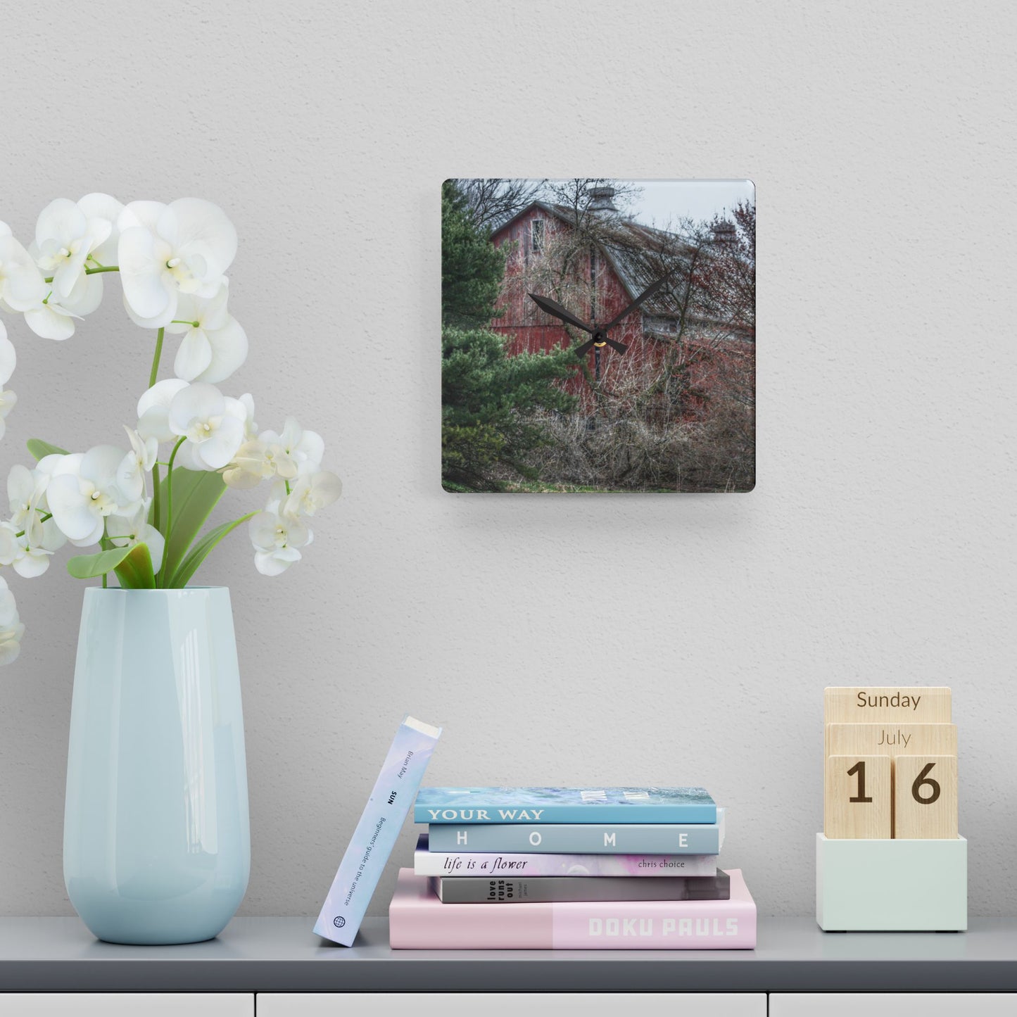 U R There Photography Morris Road Hidden Rustic Farmhouse Acrylic Analog Wall Clock