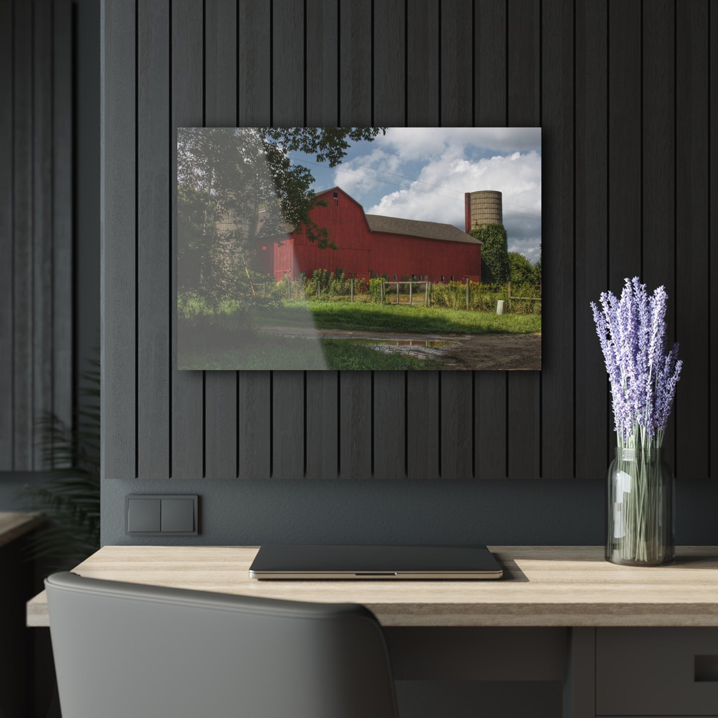 U R There Photography Metamora Road Red Rustic Farmhouse Acrylic Wall Print
