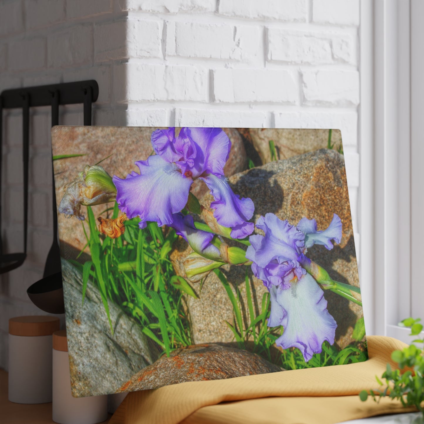 U R There Photography Saint Hugos Iris Rustic Farmhouse Tempered-Glass Cutting Board