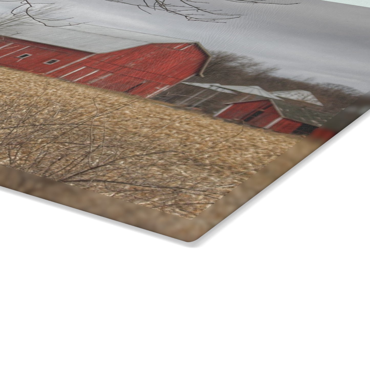 U R There Photography Barns of Arbela I Rustic Farmhouse Tempered-Glass Cutting Board