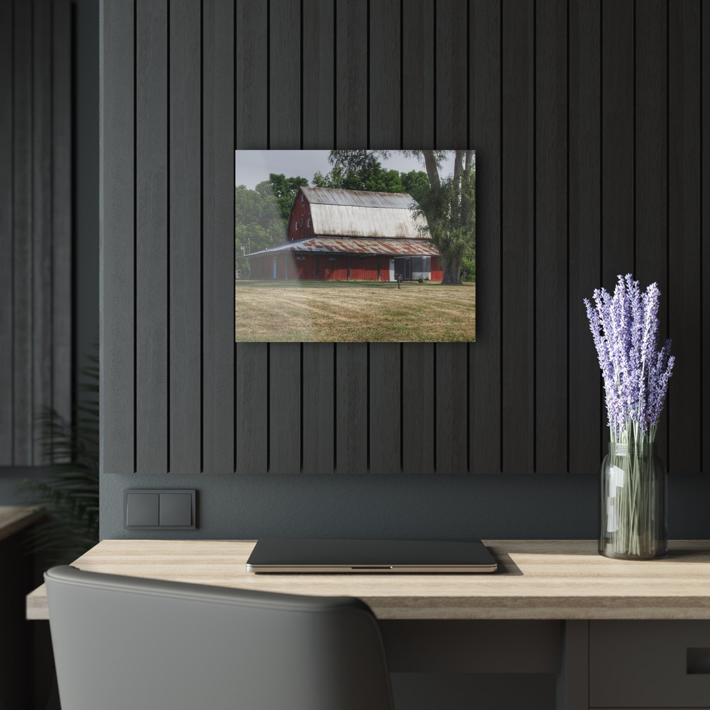 U R There Photography West Hurd Road Red Rustic Farmhouse Acrylic Wall Print