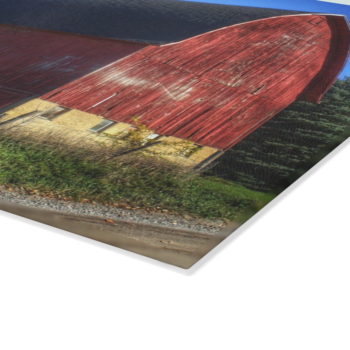 U R There Photography Big Red II Rustic Farmhouse Tempered-Glass Cutting Board