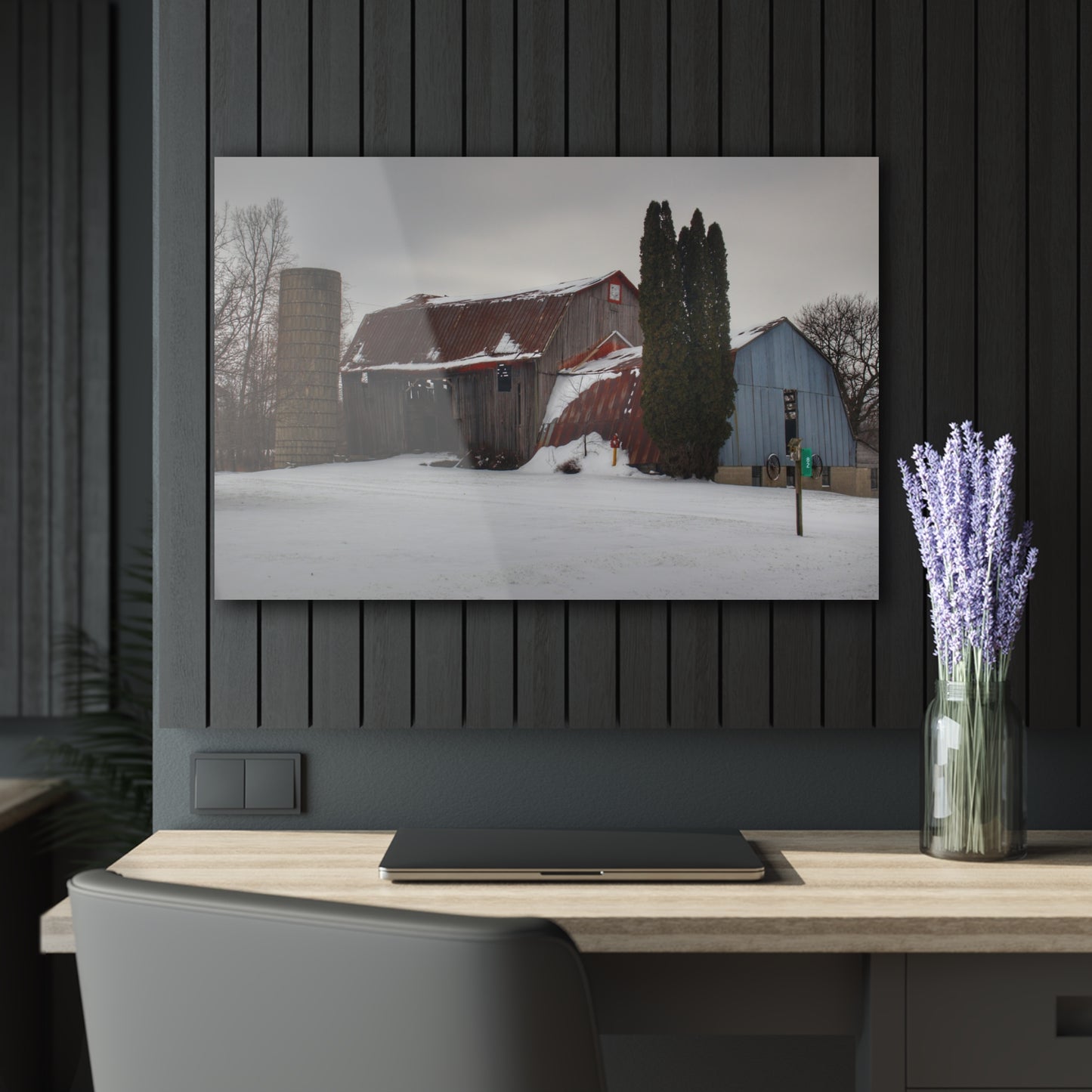 U R There Photography Unionville Grey Rustic Farmhouse Acrylic Wall Print