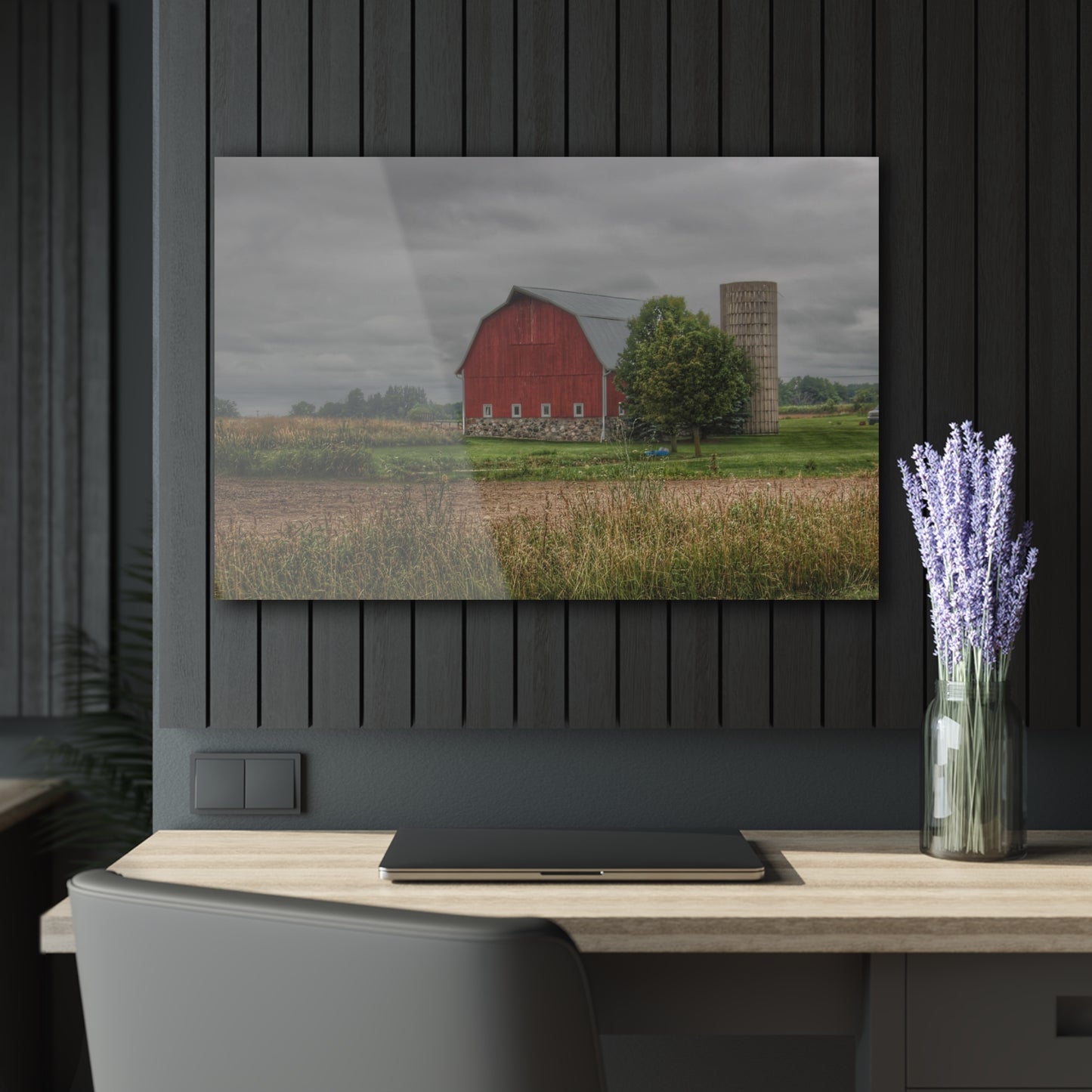 U R There Photography Clifford Road Red and Silo II Rustic Farmhouse Acrylic Wall Print