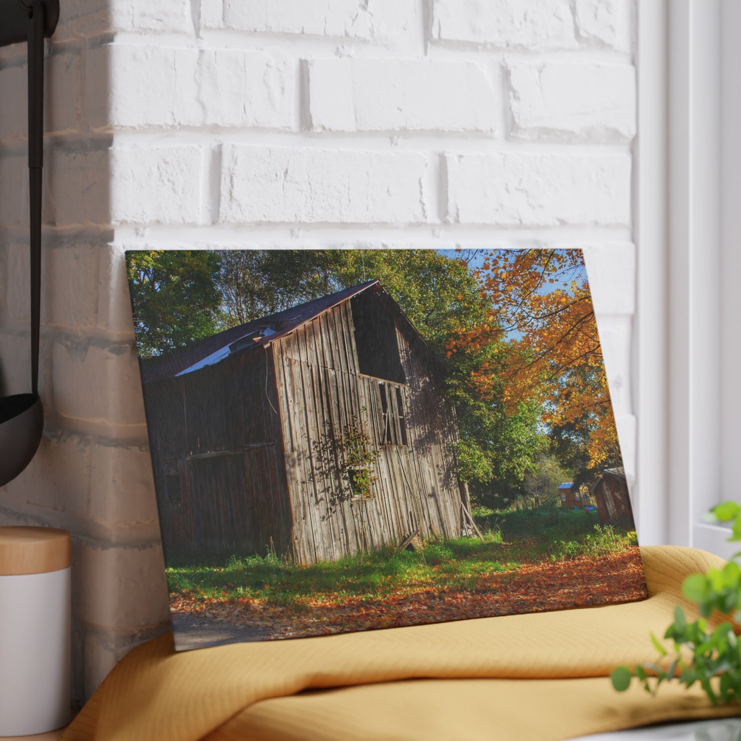 U R There Photography Shoemaker Road Hidden Grey Rustic Farmhouse Tempered-Glass Cutting Board