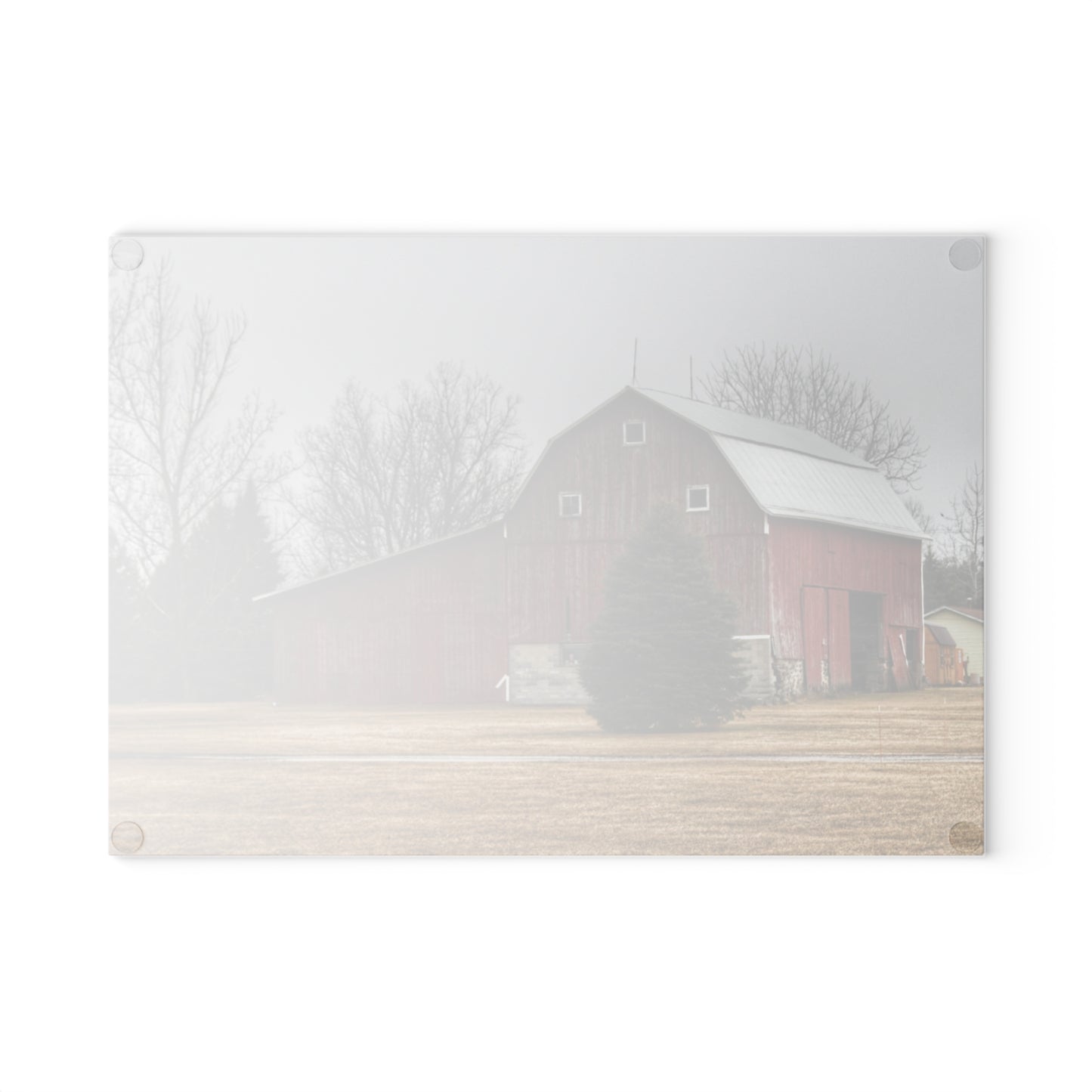 U R There Photography Daley Road Red I Rustic Farmhouse Tempered-Glass Cutting Board