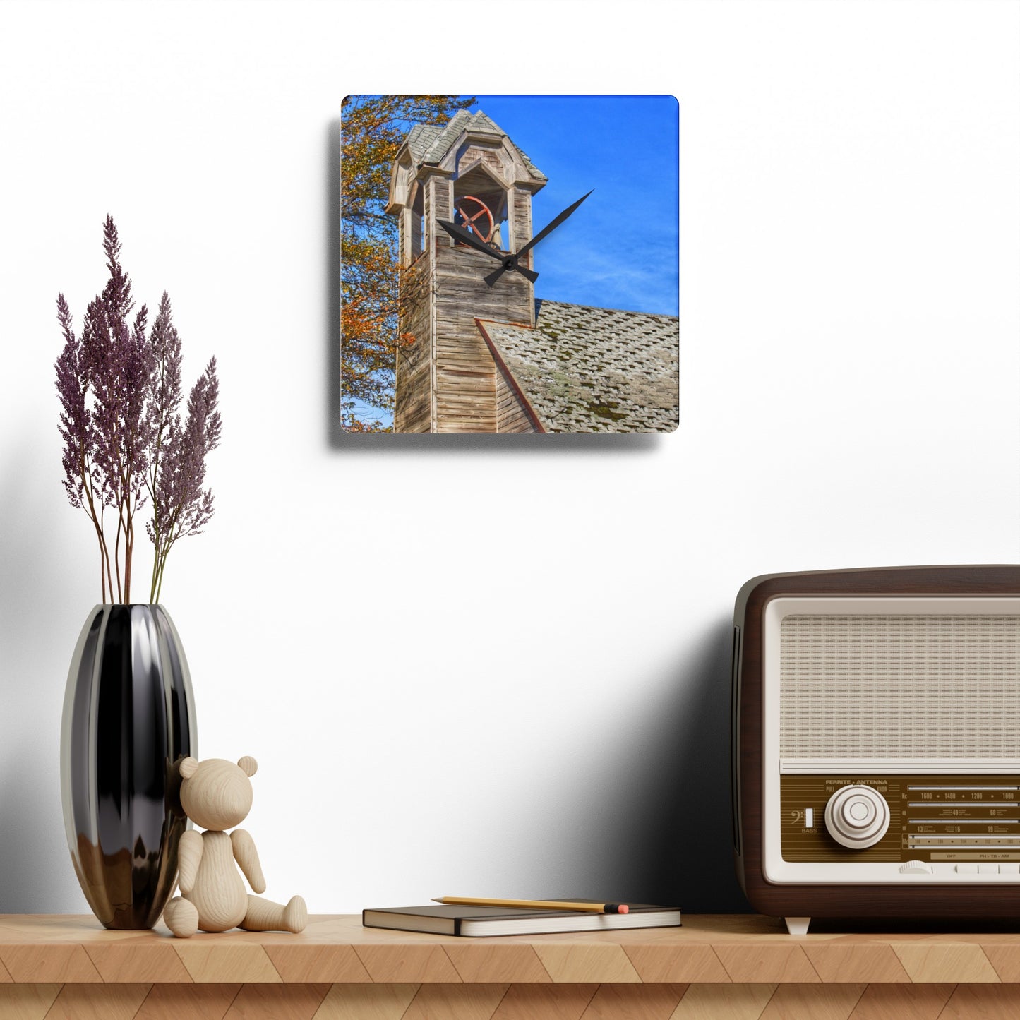 Rustic Farmhouse Wall Clock featuring Schoolhouse of Marlette Road II