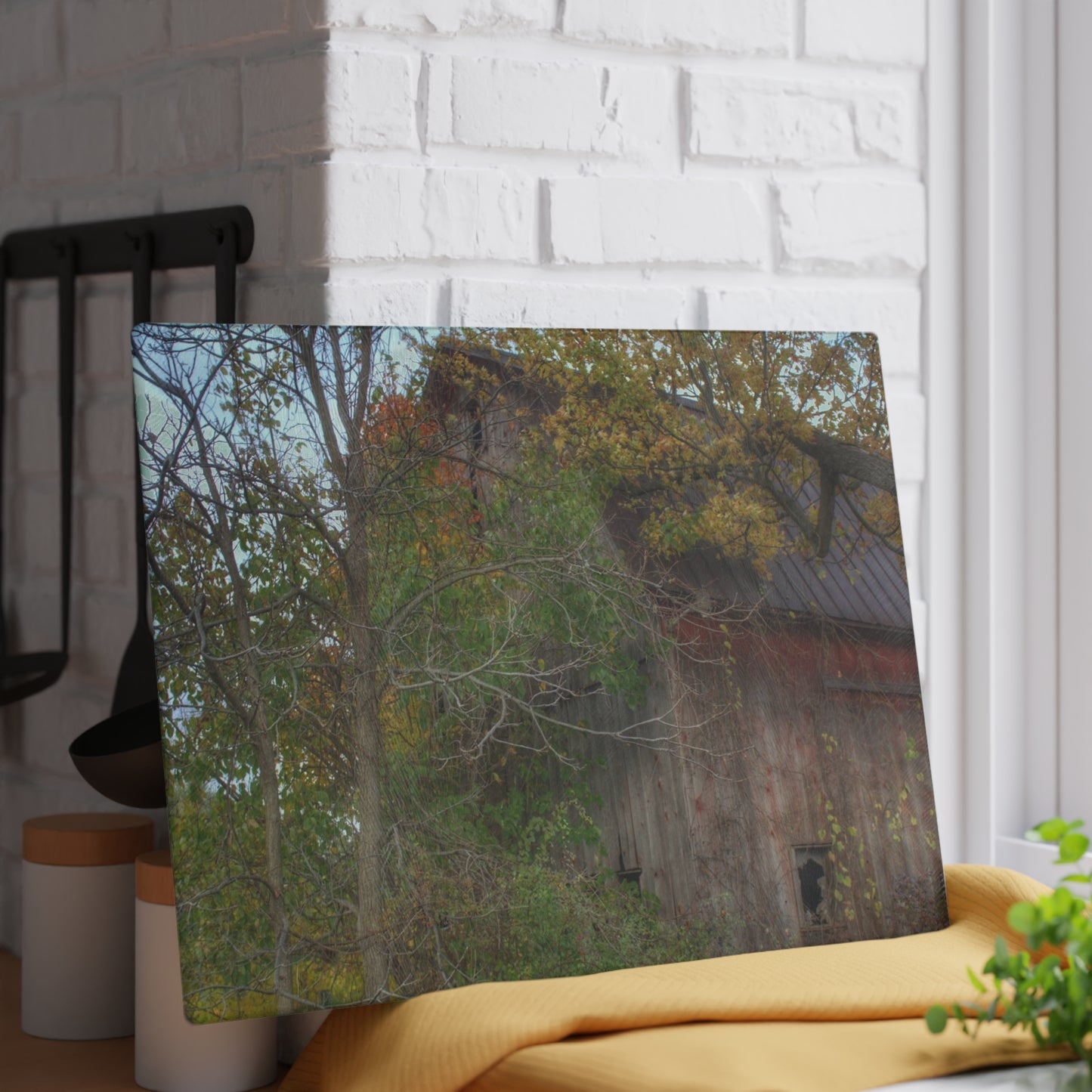 U R There Photography Annie's Barn I Rustic Farmhouse Tempered-Glass Cutting Board